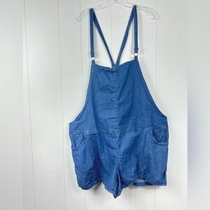 Torrid Womens Denim Blue Overall Shorts Size 3 (3X Plus) Cotton Blend